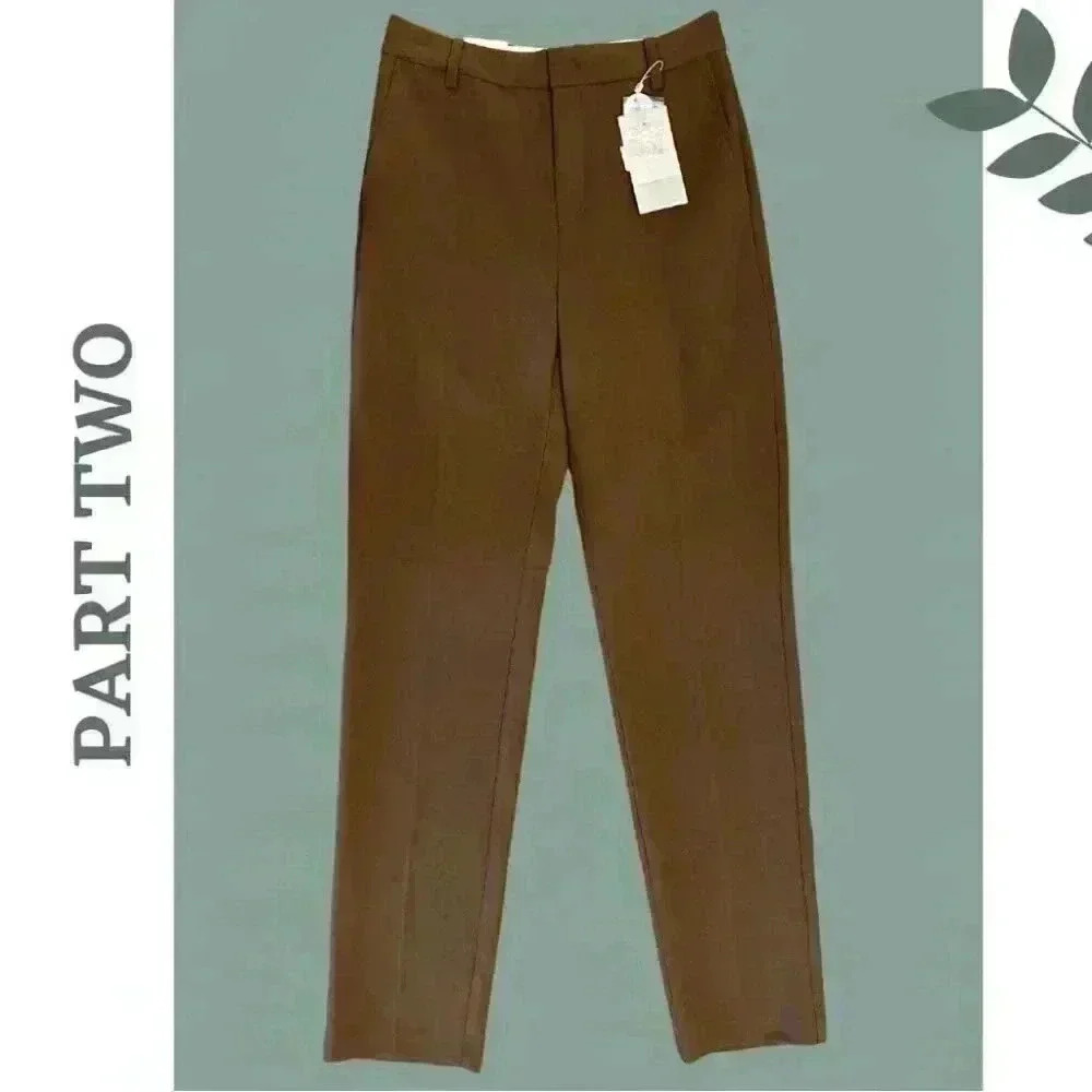 Part Two  CLEASPW Classic Fit Regular Waist Slim Leg Above Ankle Brown Size 2